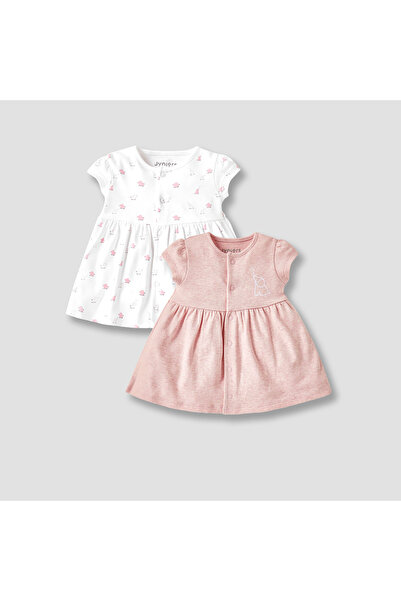 Juniors Elephant Print A-Line Dress with Button Closure - Set of 2