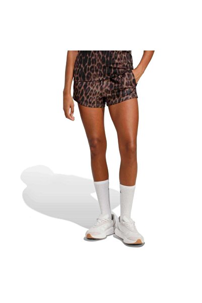 adidas Seasonal Essentials Leopard Print Woven Shorts with 3-Stripes Şort