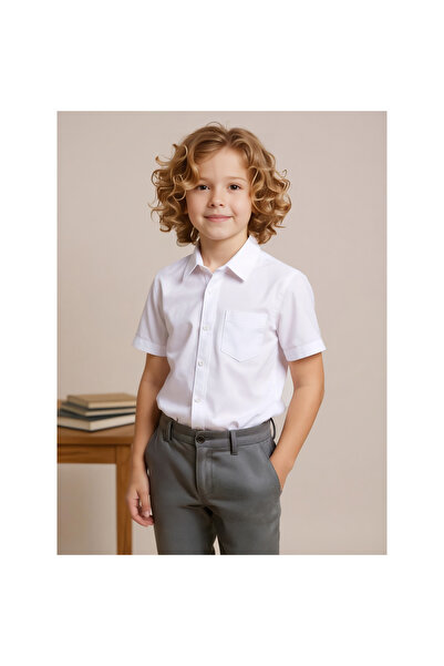 Juniors Solid Shirt with Short Sleeves and Pocket