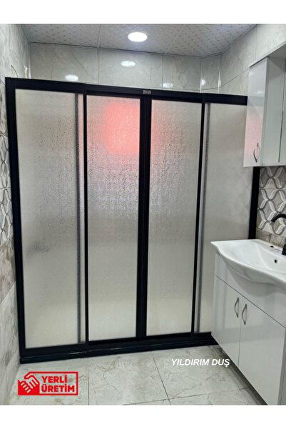 Yıldırım Duş Düz İki Duvar Arası Mika Damla Desen Bella Duşakabin Siyah Renk