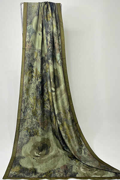 Shalcım Çiçek Desen Şal Bambu Kraş Şal Gök Serisi