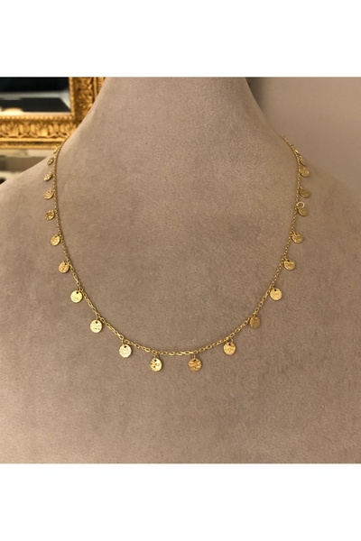 emy by emel luxury silver jewelry Altın Kaplama Dövme Pullu Kolye 925 Ayar Gümüş