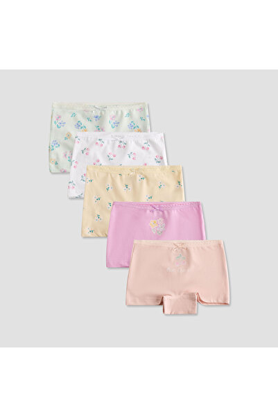 Juniors شورتات قصيرة مطبوعة بالزهور - طقم من 5 قطع