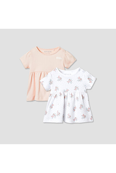 Juniors Assorted A-line Dress with Round Neck and Short Sleeves - Set of 2