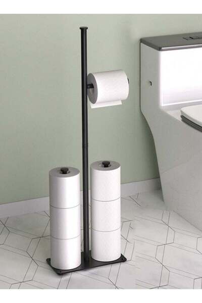 Generic Freestanding toilet paper holder, large capacity, black non-slip stable base toilet paper holder