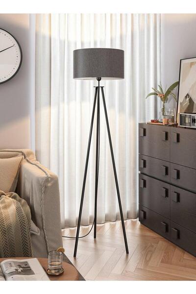 Bukela Floor lamp - Gray lampshade, 12W tri-color LED bulb UK standard