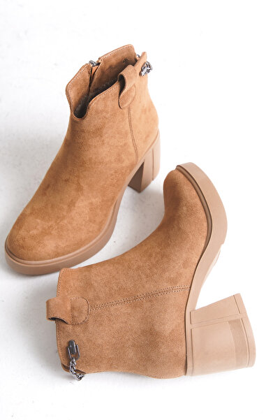 DELSOLERA Women's Chain Detailed Zippered Daily Stylish Comfortable Boots