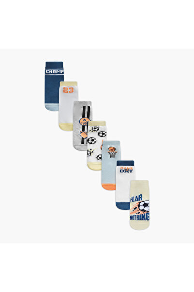 Juniors Soccer Print Ankle Length Socks - Set of 7
