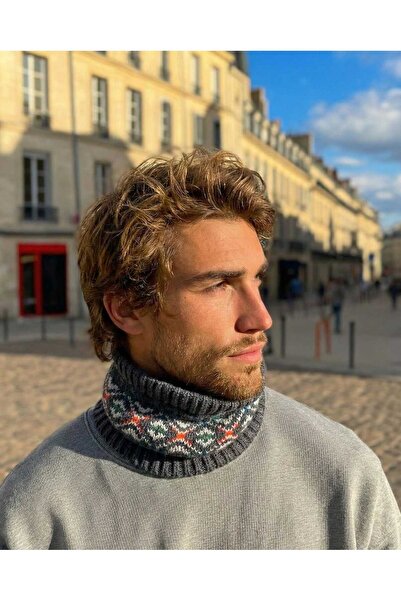 LAGRANZE Patterned Men's Knitwear Neck Collar