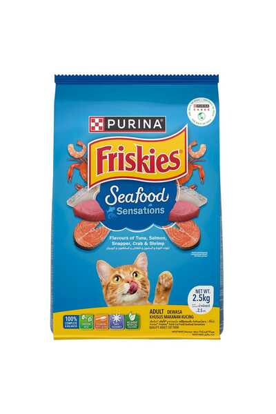 Friskies Purina Seafood Sensation Cat Food Delicious 1 kg Dry Food for Adult Cats