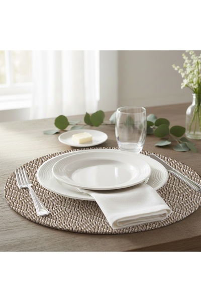 PALS TEKSTİL Deri Amerikan Servis / 4'lü Set / Supla / Placemats / 34x34 Yuva...