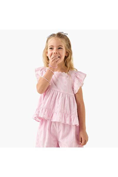 ELIGO بلوزة شيفلي بيبلوم بأكمام قصيرة