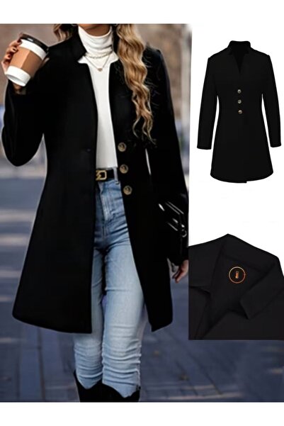 Giyimodam Women's Long Sleeve Court Collar Buttoned Front Imported Cashmere U...