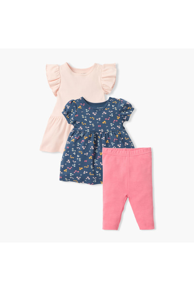 Juniors 3-Piece Dress and Leggings Set