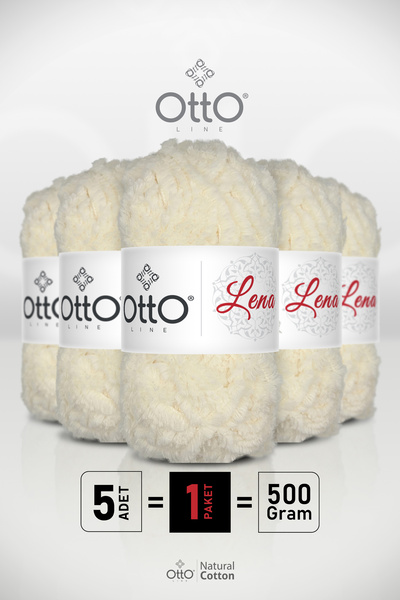 Otto Lena - Cream - 5 Pack - 4Mm/100Gr/75M - Foxfur Fur Yarn