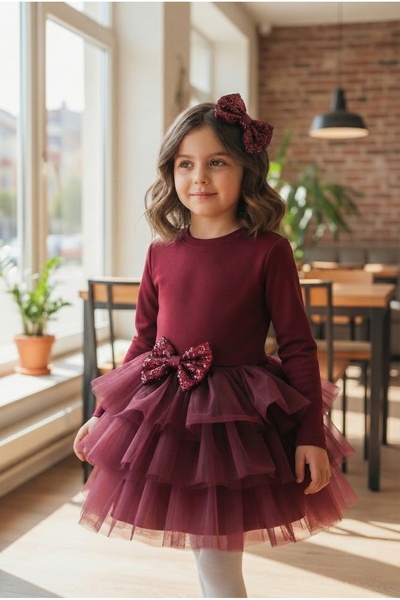 Milon Moda 2-piece sequin bow, dream tulle dress, sequin buckle