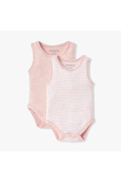 Juniors بدلة جسم مطبوعة بدون أكمام مع زر للإغلاق - مجموعة من قطعتين