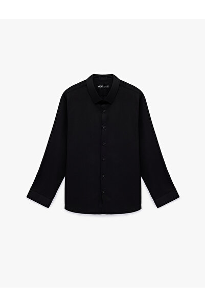 Koton Regular Fit Long Sleeve Button down Classic Half Italian Collar Shirt