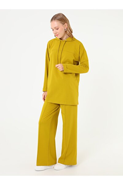 Benin Set de trening cu glugă cu detaliu de cusut - Olive Oil -