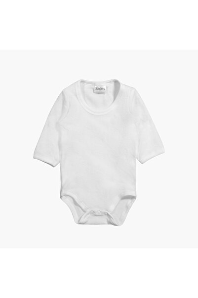 Juniors بدلة جسم سادة بأكمام طويلة ورقبة دائرية