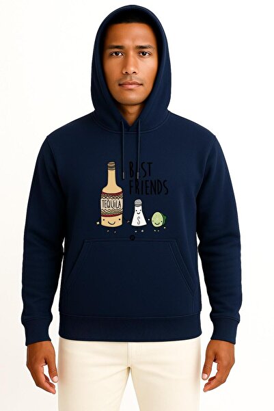 Bahriyeli Collection cu glugă Tequila Salt And Lemon Cel mai bun prieten al meu Piept B cu imprimeu Hanorac unisex