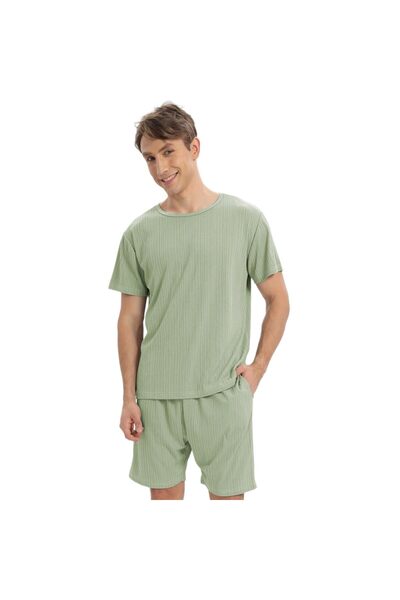 Nobrand Men's Short Pajamas Set, Summer, Two Pieces with Pockets