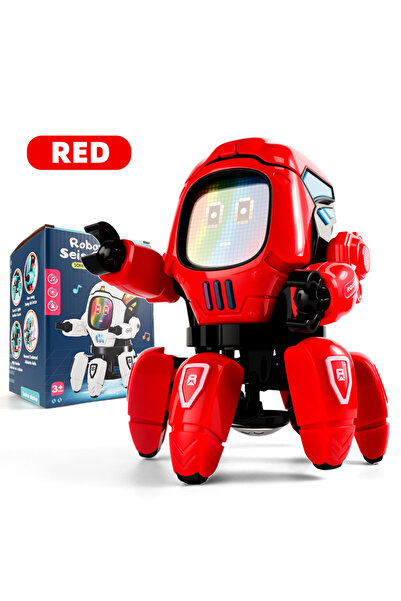 Choice روبوت أخطبوط أحمر للأطفال، موسيقي، مزود بإضاءة LED، بستة مخالب، هدية ع...