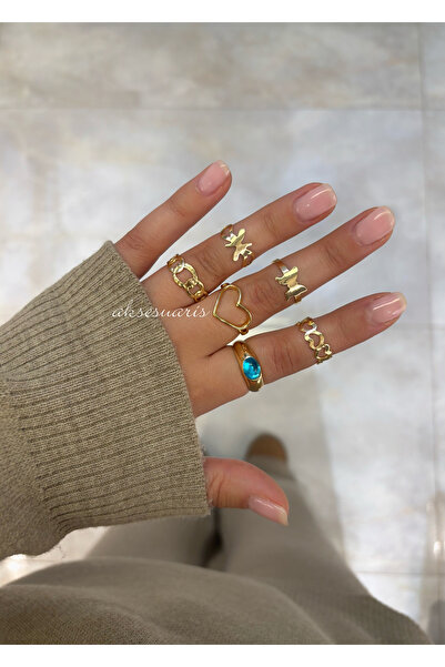 aksesuaris 6-Piece Gold Women's Ring Set