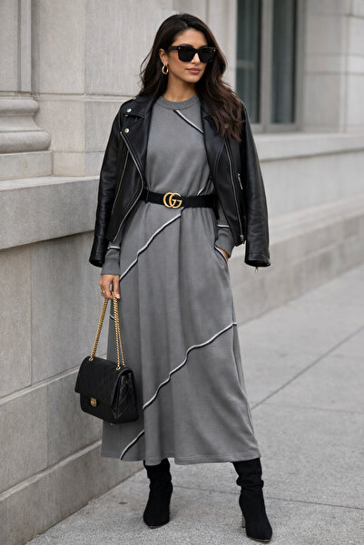 MODA S&S BZLİNE فستان أنجورا حواف أسطوانية ميرسيريزد