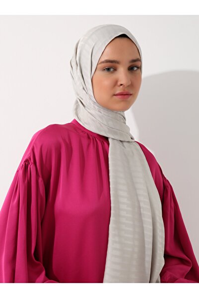 Tuva Diamond Stripe Pattern Shawl - Pebble Stone -