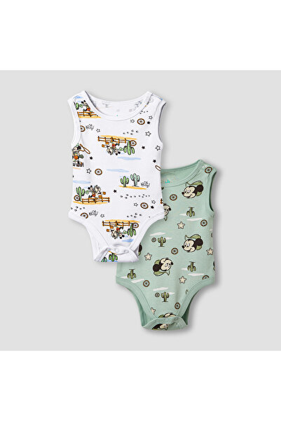 Disney طقم بدلة جسم بدون أكمام بطبعة ميكي ماوس - قطعتان