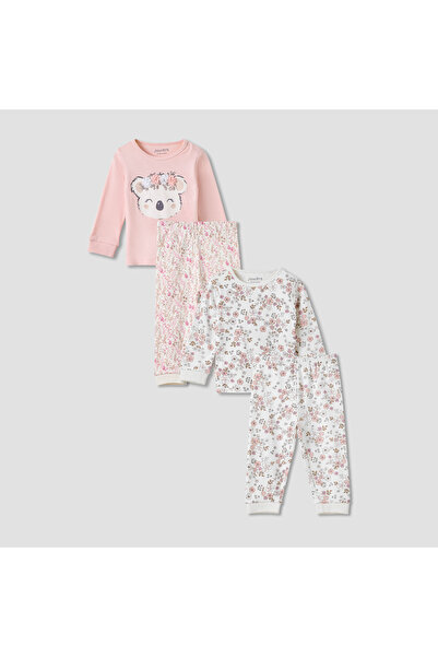 Juniors Printed Long Sleeve T-shirts and Pyjamas - Set of 2