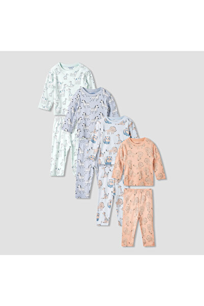 Juniors Animal Print T-shirt and Pyjamas - Set of 4