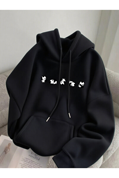 PENTHİLUS سويت شيرت للجنسين BANDA مطبوع 3İplik K بغطاء رأس