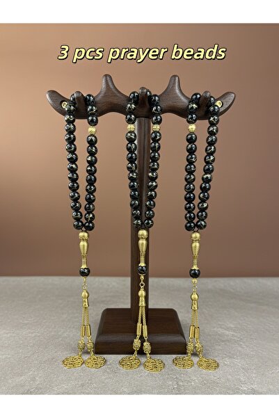 Nobrand 3pcs/33 Gold-plated glass prayer beads/Tasbih/handheld prayer beads, suitable for daily prayer
