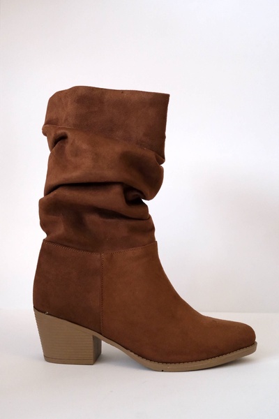 Munshoes Rossy Bellows Suede Heeled Women's Boots