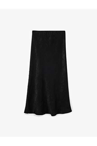 Koton Fish Cut Slim Fit Midi Length Textured Satin Skirt