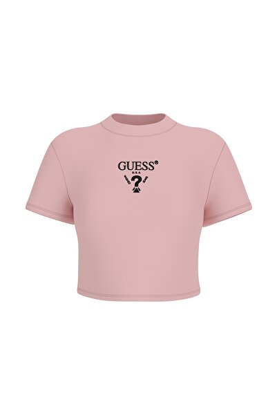 Guess Kadın Pembe Logolu Crop