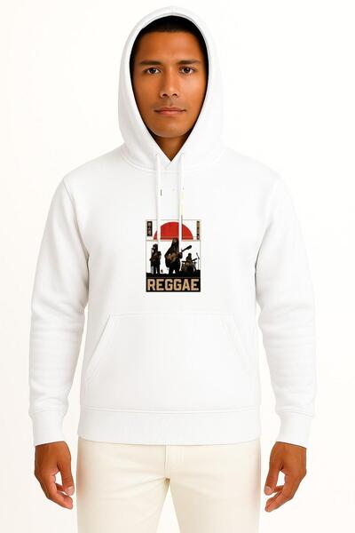Bahriyeli Collection Hooded Reggae Music Chest Printed Unisex Sweatshirt