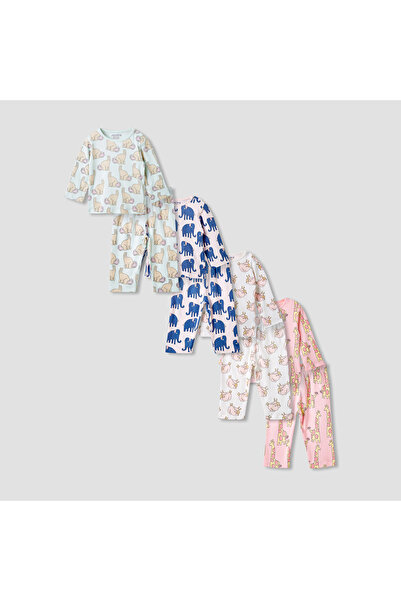 Juniors Animal Print T-shirt and Pyjamas - Set of 4