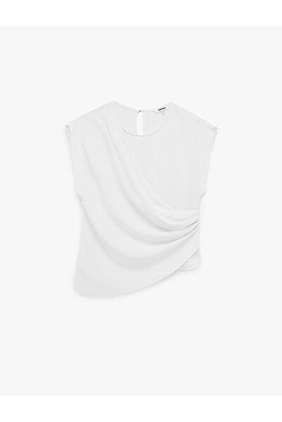 Koton Draped Crew Neck Asymmetrical Sleeveless Blouse