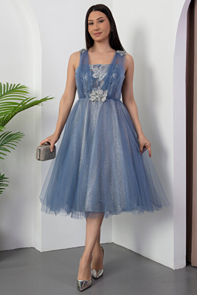 PULLIMM Tulle Detailed Evening Dress Y-1039