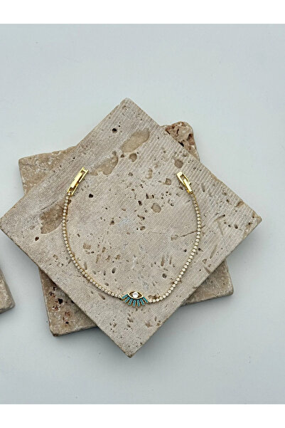 Lujo Aksesuar VIP 14K Gold Kaplama Göz Detaylı Bileklik