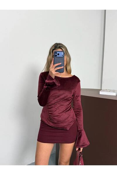 KECHİ WOMAN Velvet Fabric Spanish Sleeve Blouse