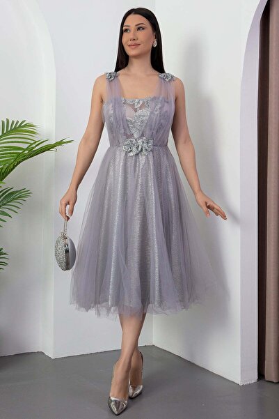 PULLIMM Tulle Detailed Evening Dress Y-1039