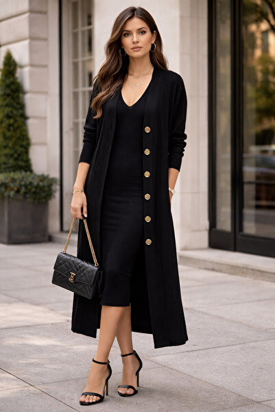 Get Crazy Women's Midi Length Knit Dress & Long Cardigan Set