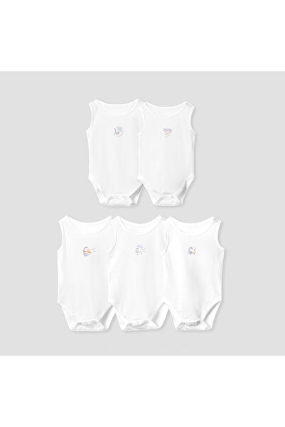 Juniors بدلة جسم مضلعة بدون أكمام مع زر للإغلاق - مجموعة من 5 قطع