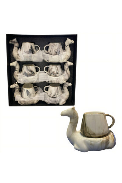 JML1 Camel-Shaped Mug Set with Holder, 6 Pieces