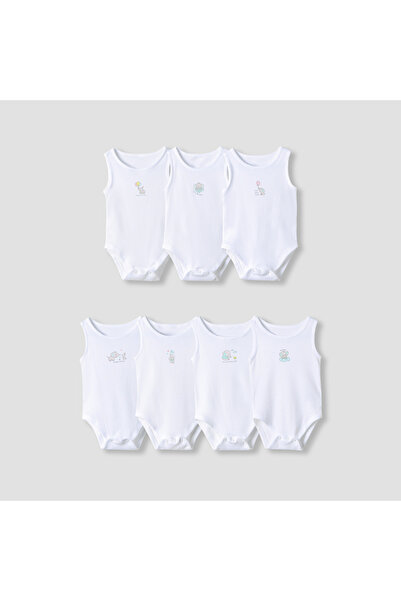 Juniors Round Neck Bodysuit with Snap Button Closure - Cotton - Sleeveless - ...