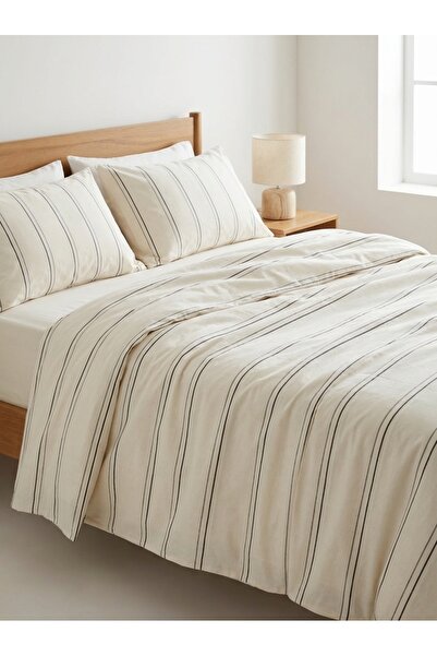 Ricco Lifes Black Striped Organic Duvet Cover Set Double Size (Without Sheets)